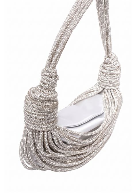 tome Borsa hobo argento intrecciata con pietre TWENTY FOURHAITCH | BAG00070ARGENTO